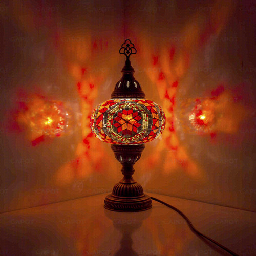 Red turkish mosaic table lamp - red,